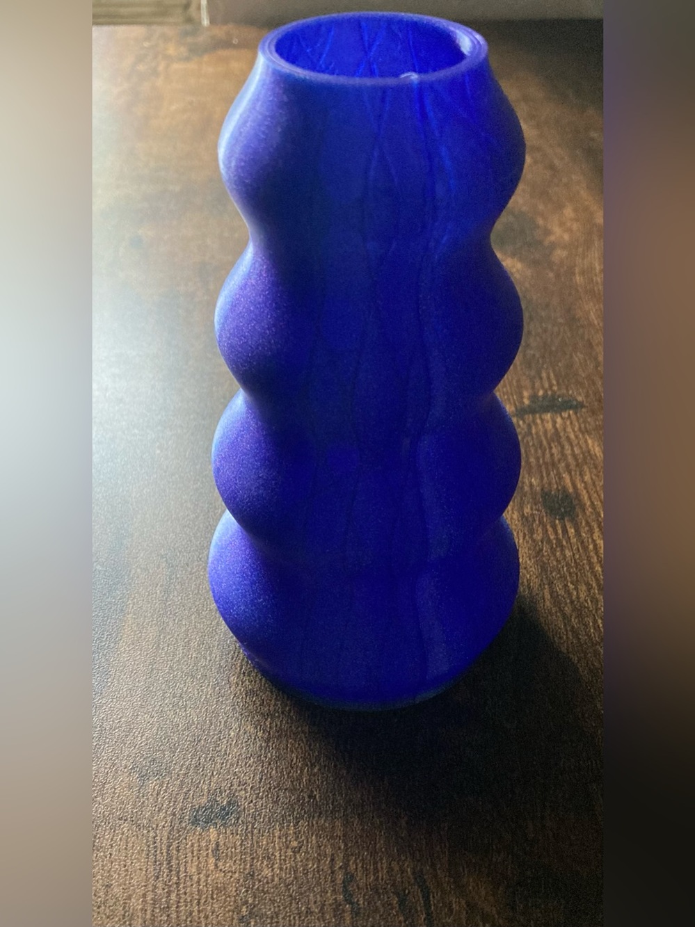Modern Sculpted Bubble Vase in Cobalt Blue
